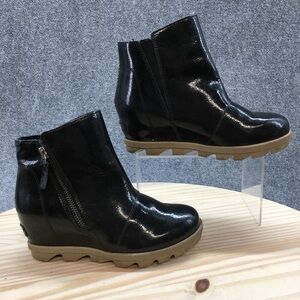 Sorel Black Glossy Wedge Boots